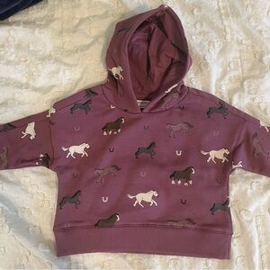 Monica and Andy / Kids Horse Pattern Hoodie - Plum/ 6-9 months / Organic Cotton